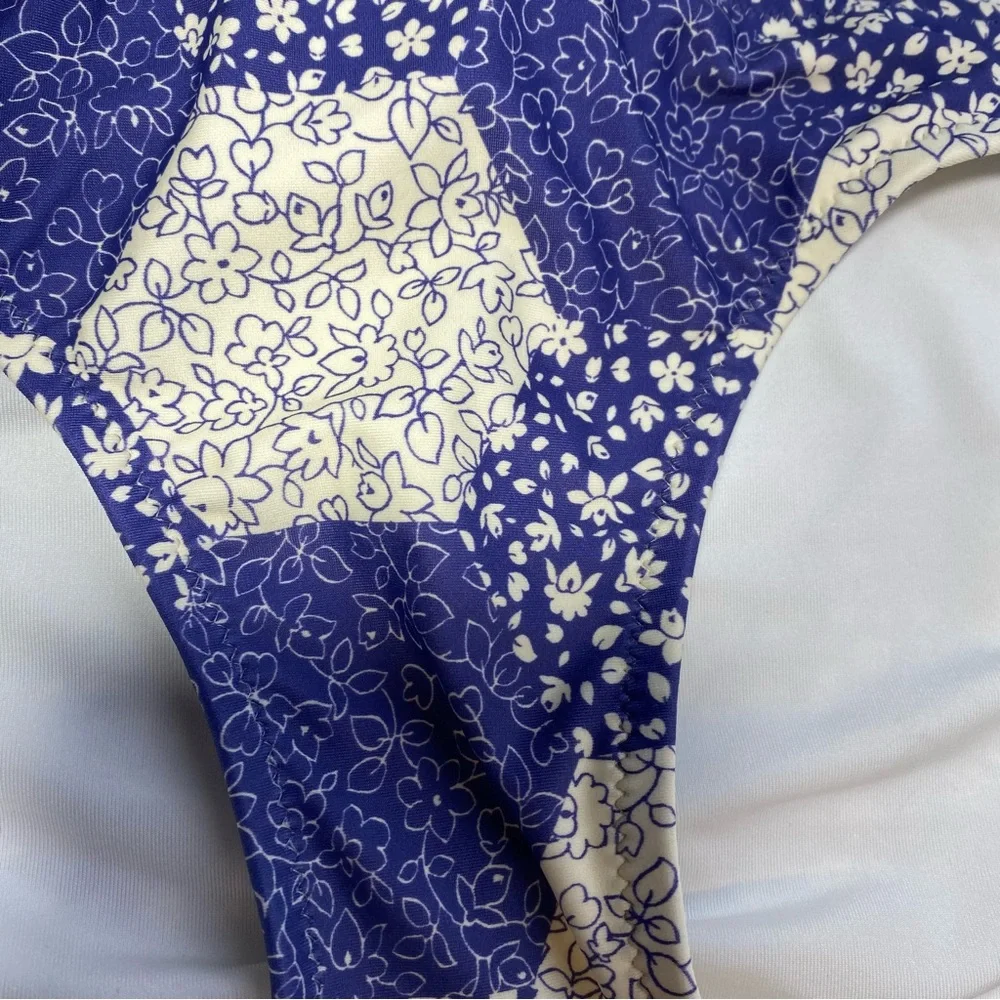 Madewell‎ Blue & White Second Wave Classic Patchwork Floral Bikini Bottoms NWT S